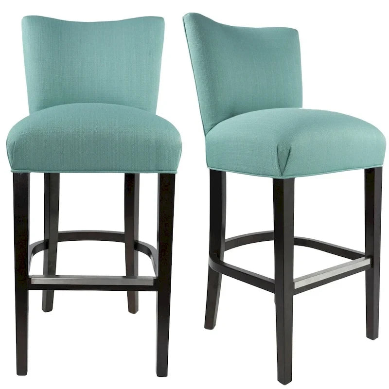 30 Inch Conteporary Aqua Blue Upholstered Barstool