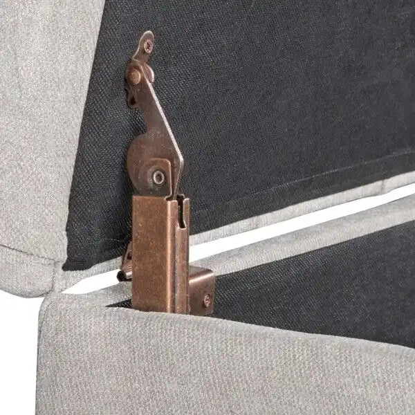 Button Tufted Storage Bench Silver Ash