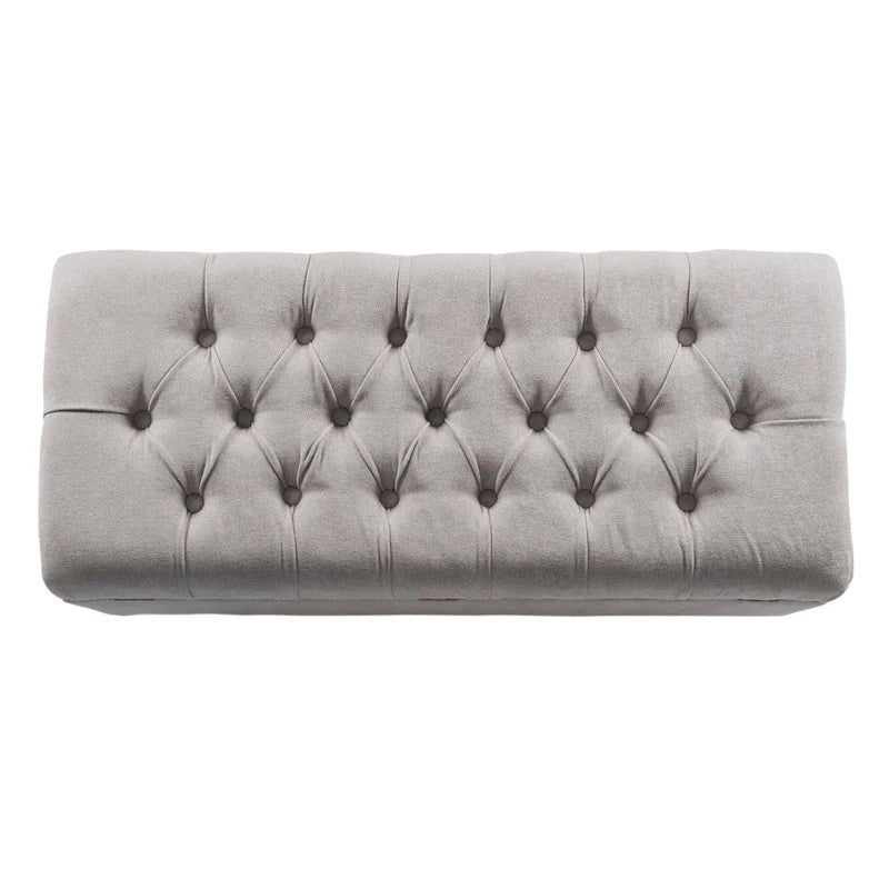 Button Tufted Storage Bench Silver Ash