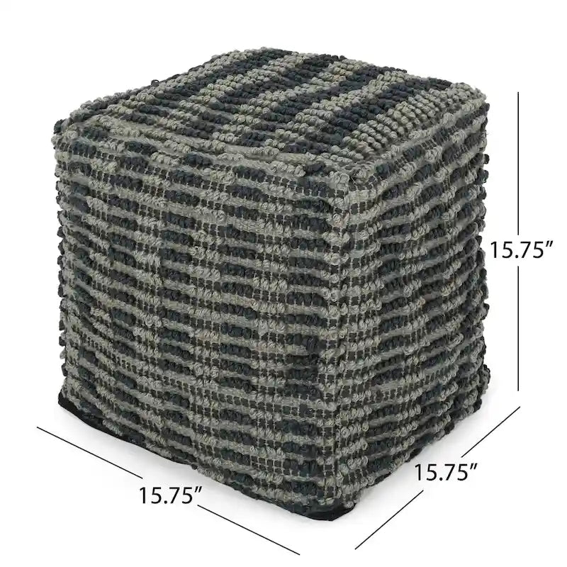 Boho Fabric Cube Pouf by
