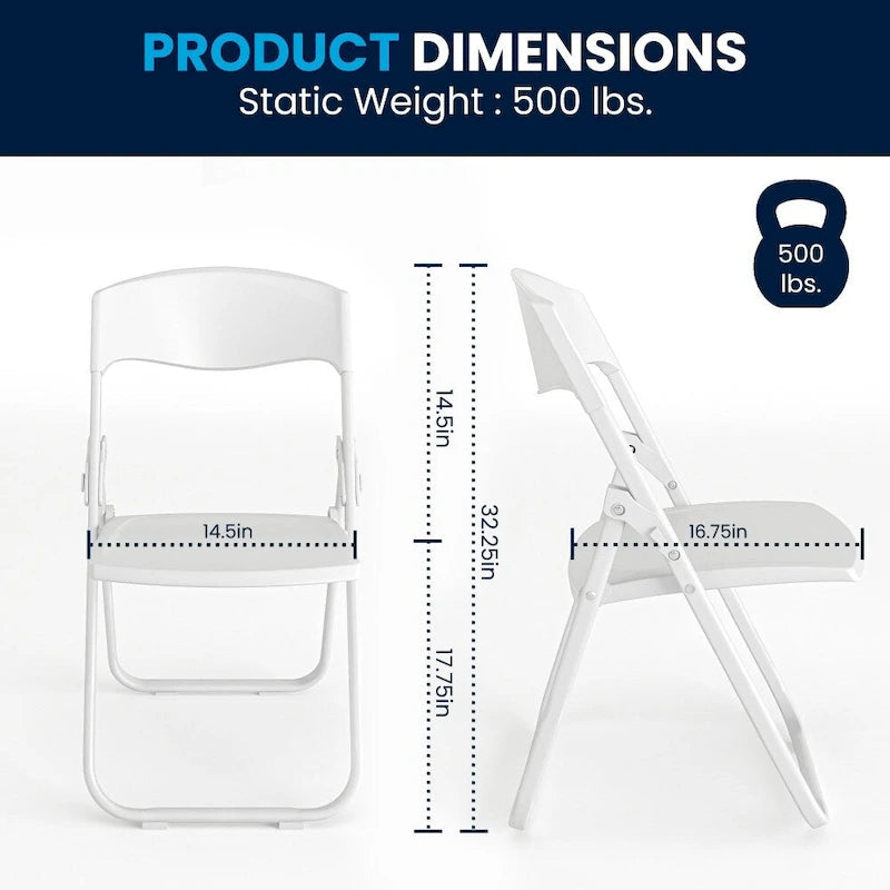 2 Pack 500 lb. Capacity Heavy Duty Plastic Folding Chair