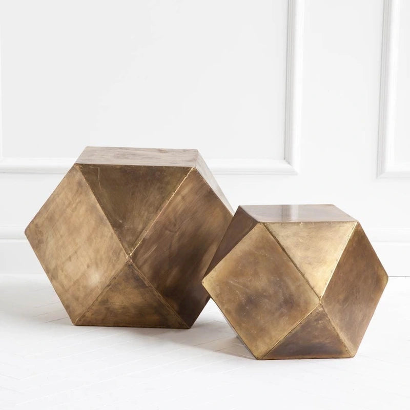 Hexagonal Brass Plated Hexagonal End/Side Table