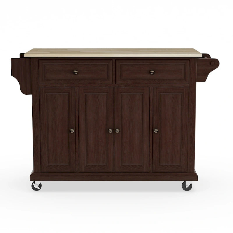 Full Size Mahogany Wood Kitchen Cart/ Island - 18d x 51.5w x 36h