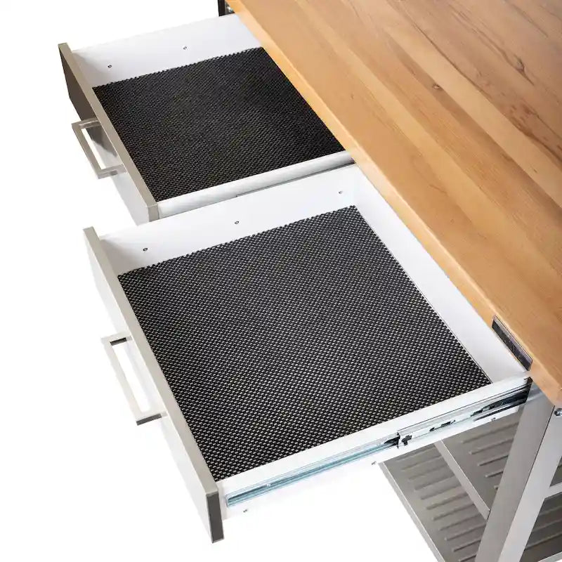 Stainless Steel 2-Drawer Mobile Workcenter Kitchen Cart Island with Solid Wood Top - 48 W x 24 D
