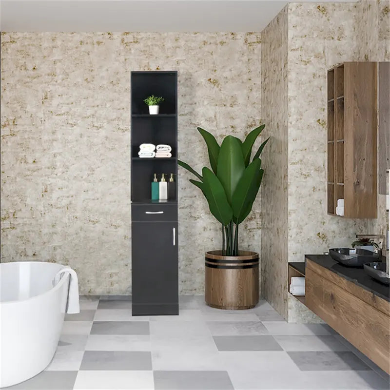 1 Door 1 Drawer 3 Compartments High Cabinet Bathroom