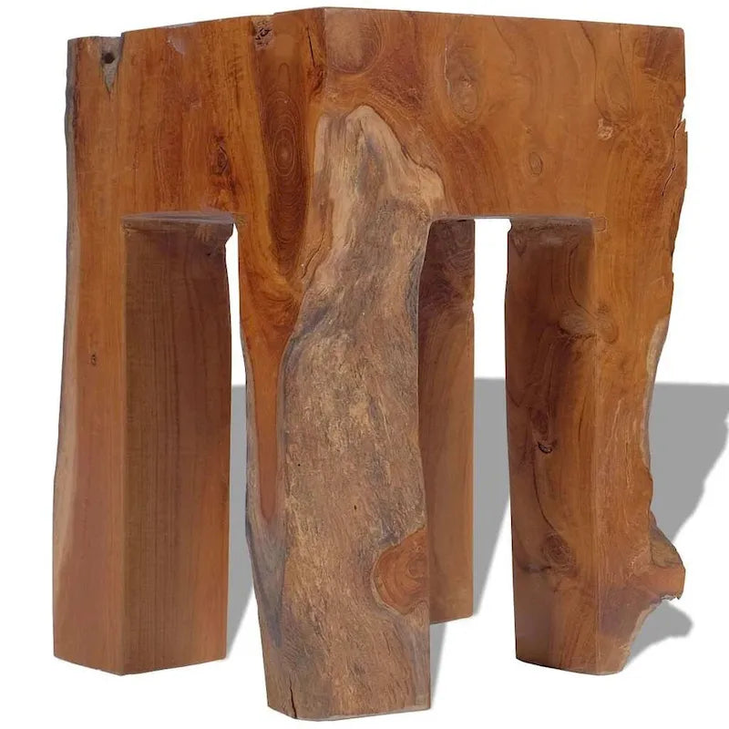 Solid Teak Wood Stool, Small Side Table, Brown - 11.8 x 11.8 x 15.7