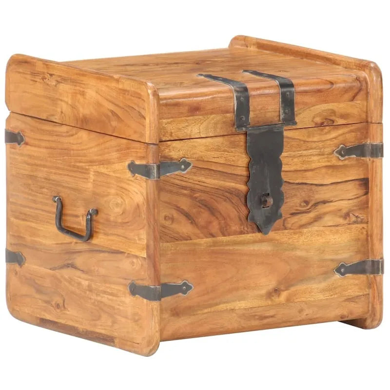 Storage Chest Storage Trunk with Latch for Bedroom Solid Wood Acacia - 15.7x15.7x15.7 (W x D x H)