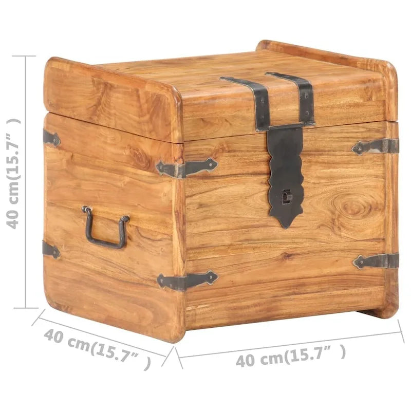 Storage Chest Storage Trunk with Latch for Bedroom Solid Wood Acacia - 15.7x15.7x15.7 (W x D x H)