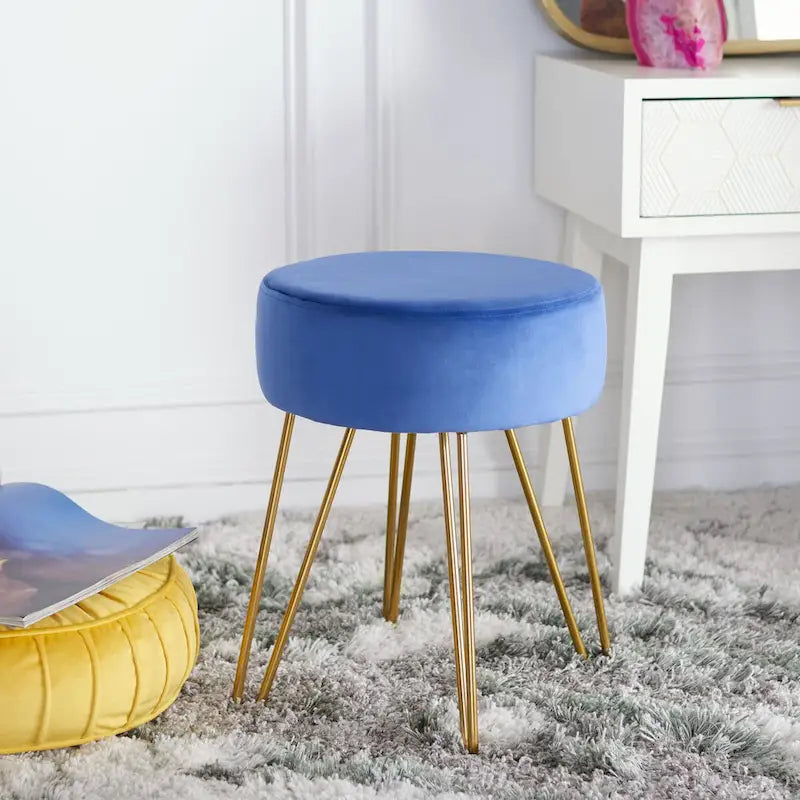 Jailene Round Hairpin Leg Ottoman