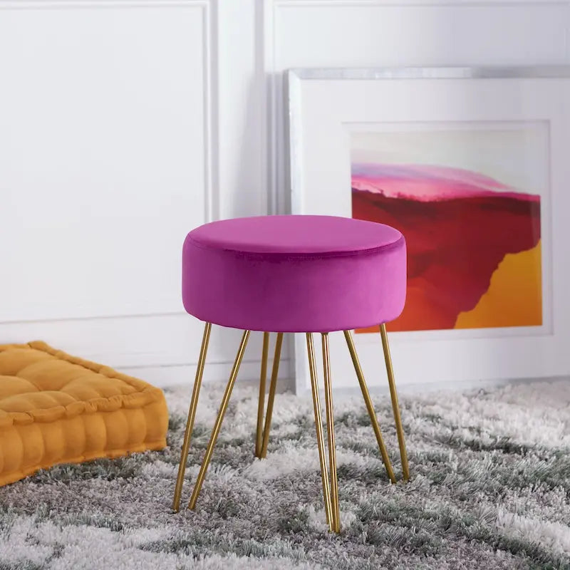 Jailene Round Hairpin Leg Ottoman