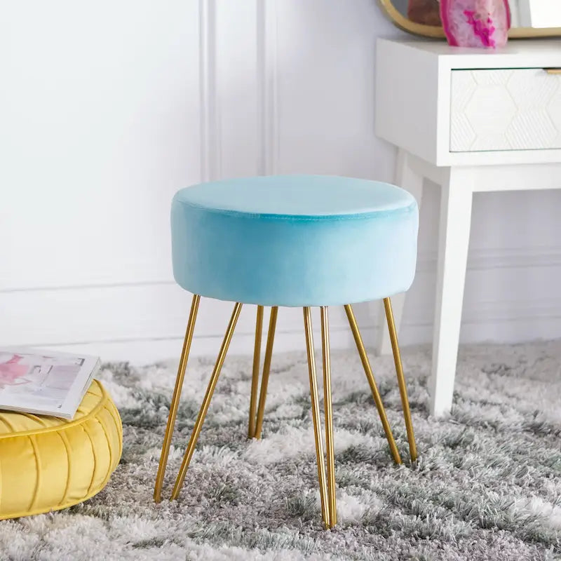 Jailene Round Hairpin Leg Ottoman
