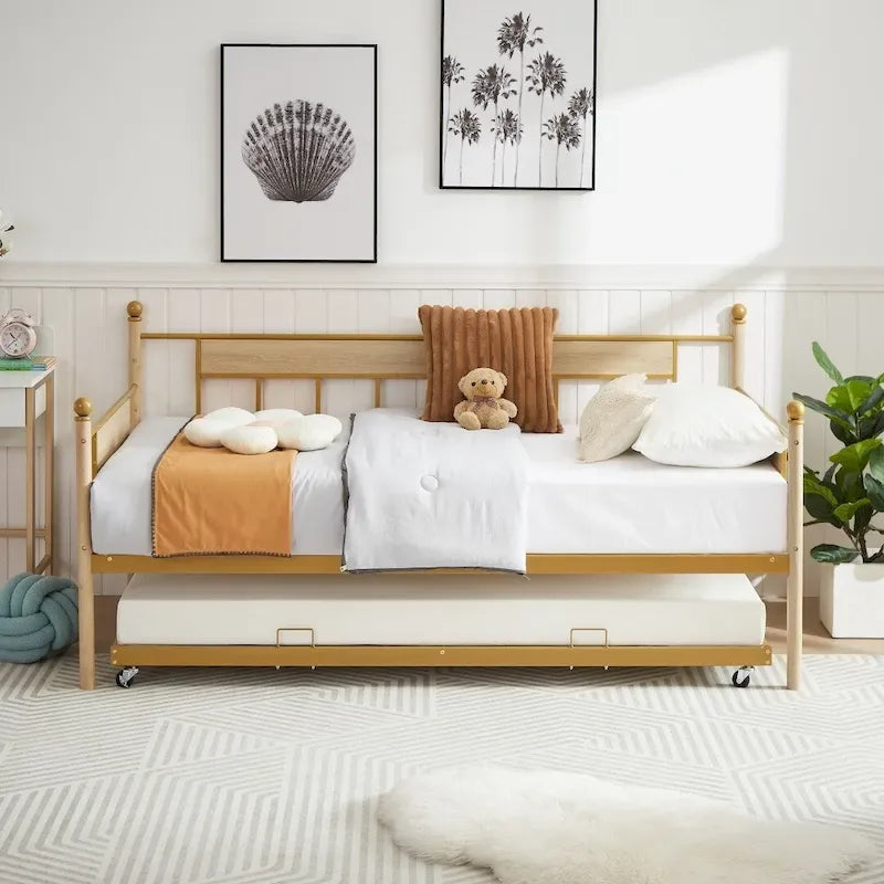Daybed Sofa Bed Metal Framed with Trundle