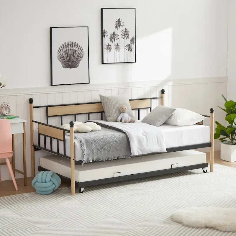 Daybed Sofa Bed Metal Framed with Trundle
