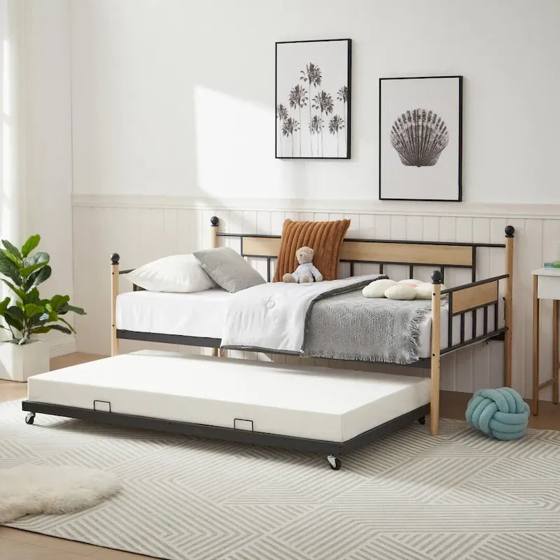 Daybed Sofa Bed Metal Framed with Trundle