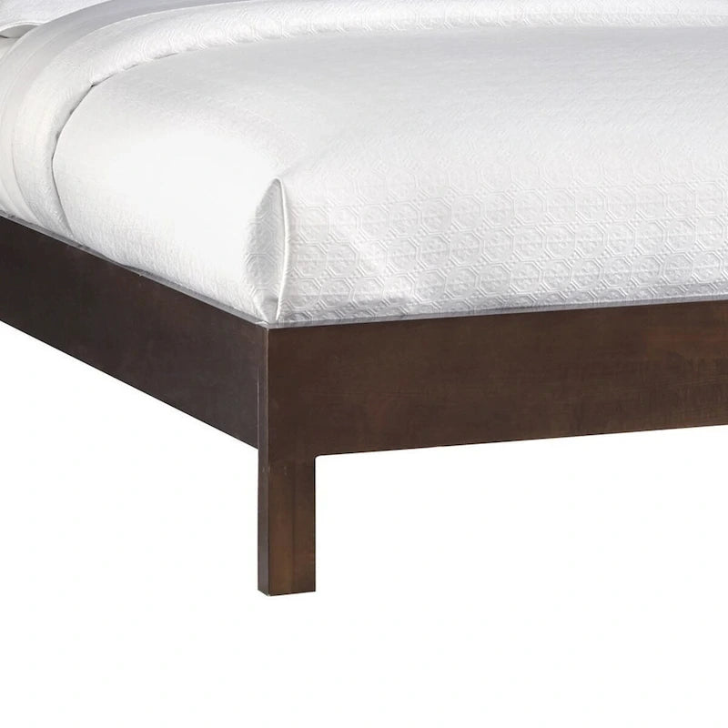 Full Size Bed, Cut Out Design Panel Headboard, Brown Mahogany Wood