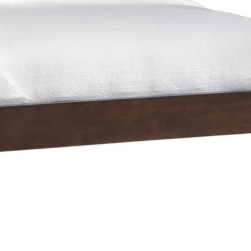 Full Size Bed, Cut Out Design Panel Headboard, Brown Mahogany Wood