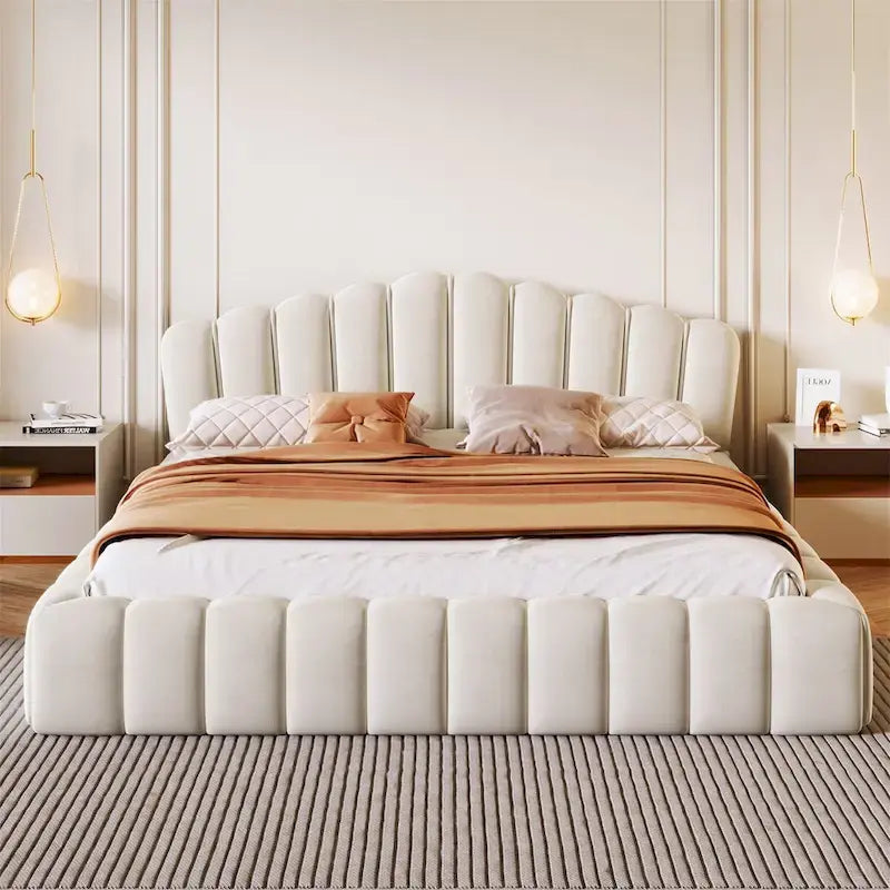 Velvet Cushion Queen Floor Bed