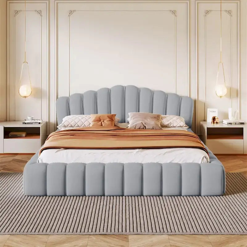 Velvet Cushion Queen Floor Bed