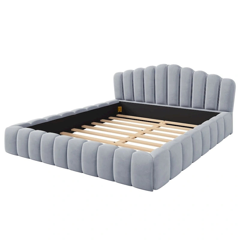 Velvet Cushion Queen Floor Bed