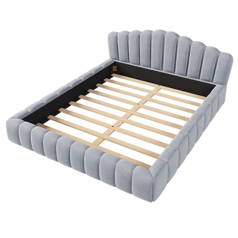 Velvet Cushion Queen Floor Bed