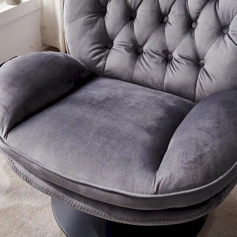 Swivel Leisure chair lounge chair velvet with ottoman