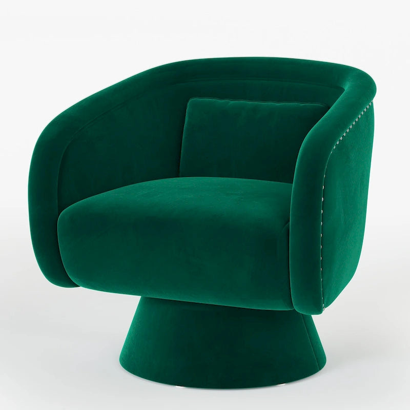 Nailhead Swivel Barrel Chair