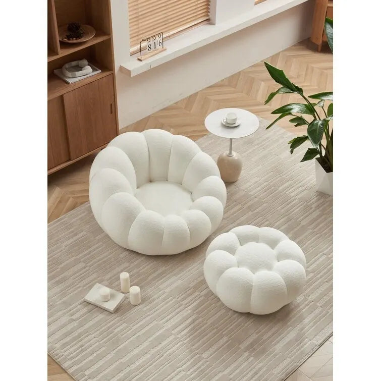 3D Fabric Upholstered Accent Chair and Ottoman