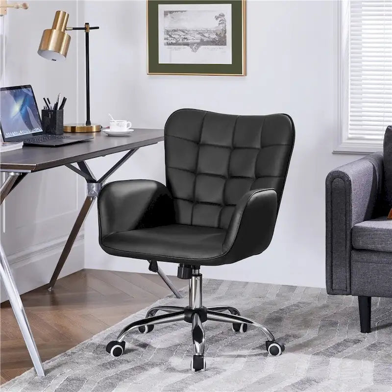 Artificial leather office chair with padded armrests, modern office chair