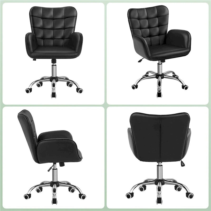 Artificial leather office chair with padded armrests, modern office chair