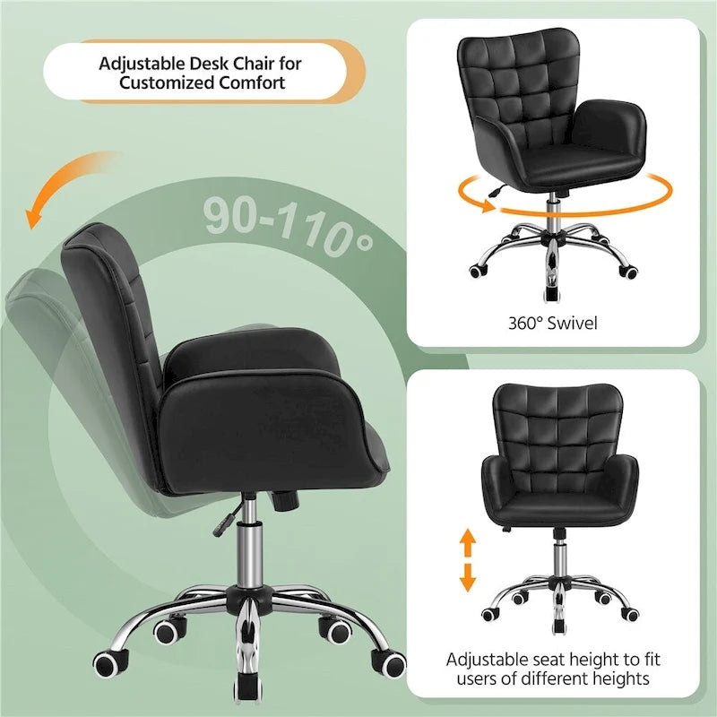 Artificial leather office chair with padded armrests, modern office chair