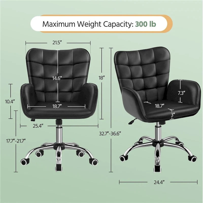 Artificial leather office chair with padded armrests, modern office chair