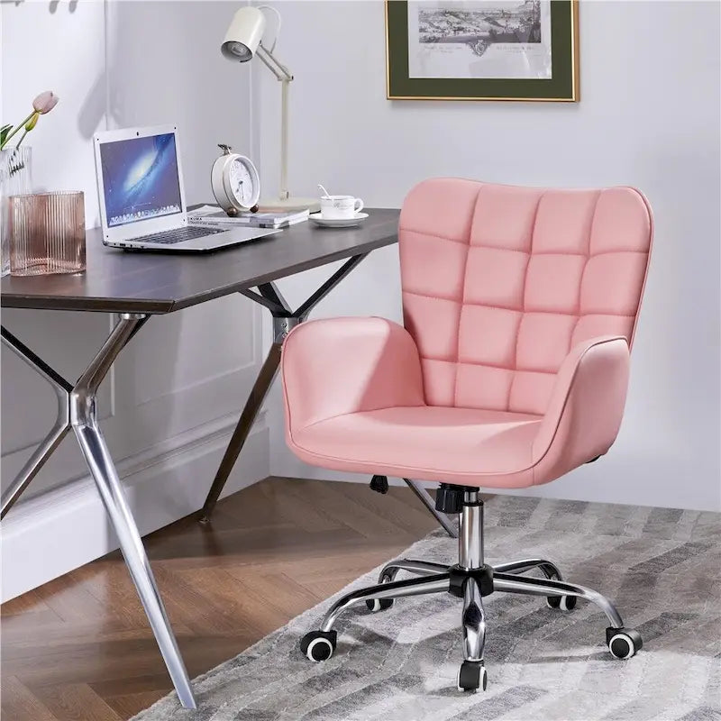 Artificial leather office chair with padded armrests, modern office chair