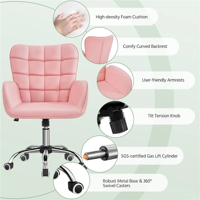 Artificial leather office chair with padded armrests, modern office chair