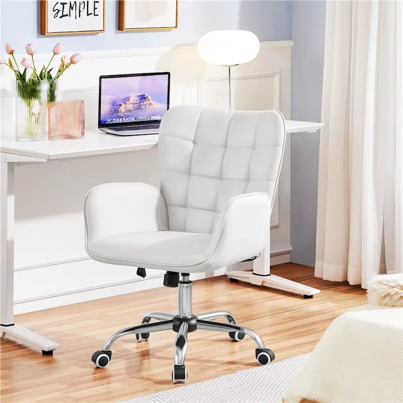 Artificial leather office chair with padded armrests, modern office chair