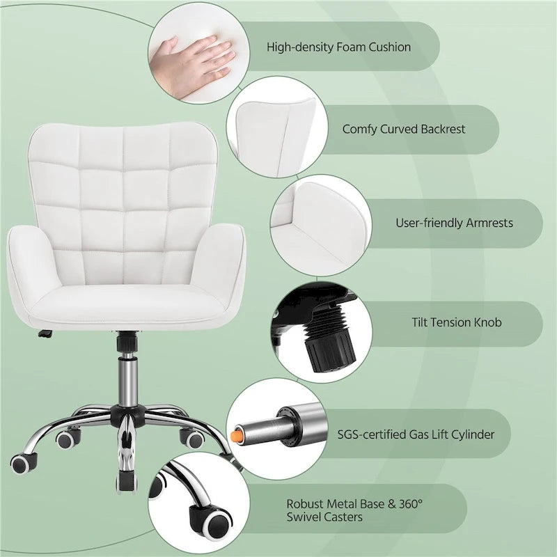 Artificial leather office chair with padded armrests, modern office chair