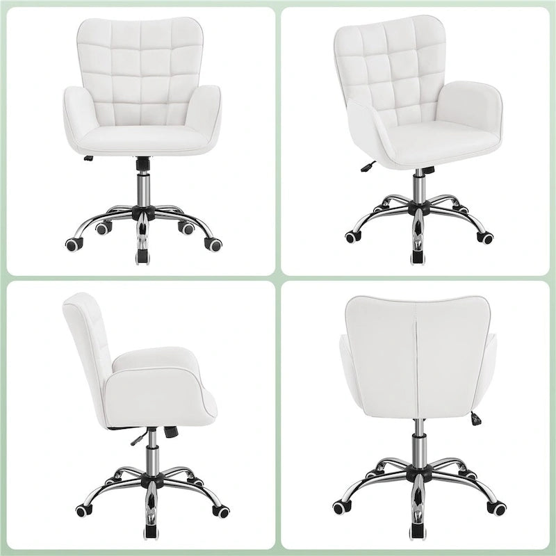 Artificial leather office chair with padded armrests, modern office chair
