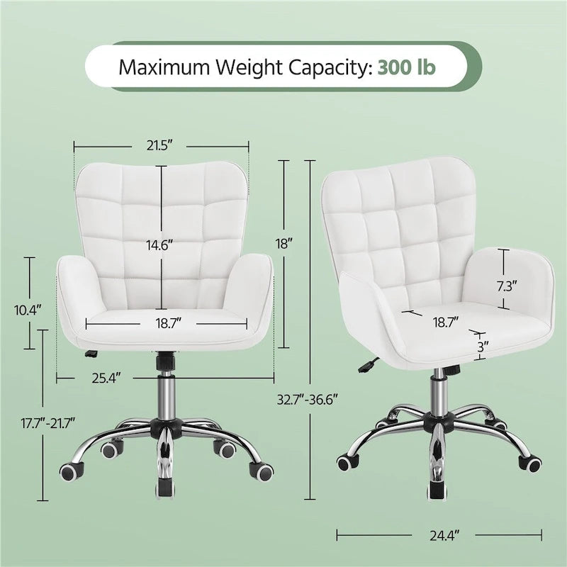 Artificial leather office chair with padded armrests, modern office chair