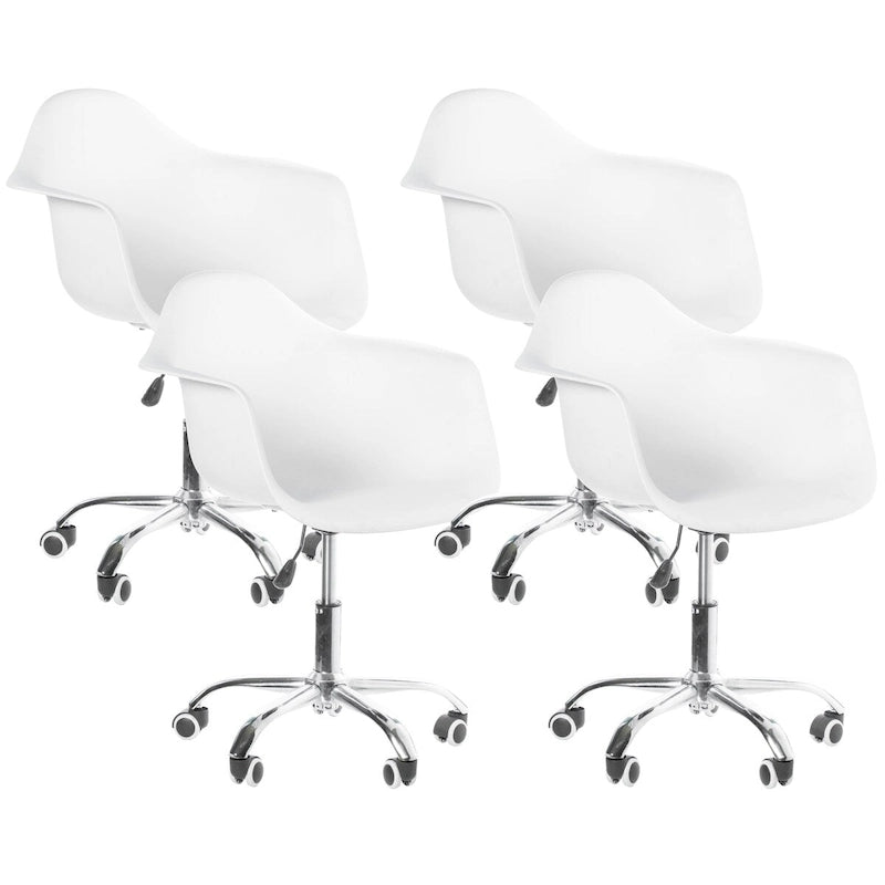 Mid-Century Modern Style Adjustable Swivel Plastic Shell Molded Office Task Chair with Rolling Wheels