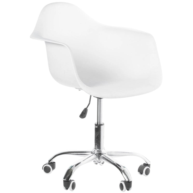 Chaise de bureau pivotante à coque moulée en plastique, de style moderne du milieu du siècle, réglable et à roulettes