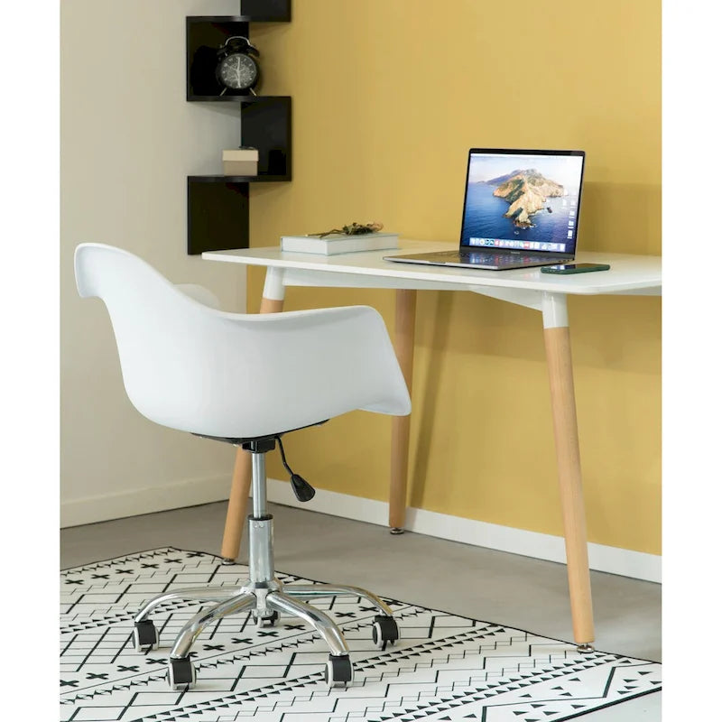 Mid-Century Modern Style Adjustable Swivel Plastic Shell Molded Office Task Chair with Rolling Wheels