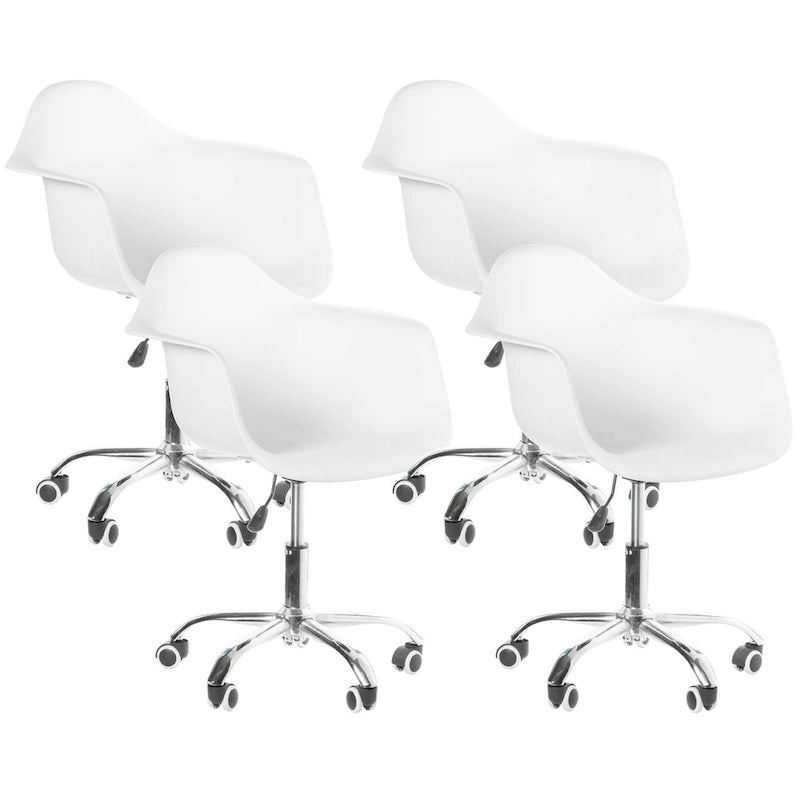 Mid-Century Modern Style Adjustable Swivel Plastic Shell Molded Office Task Chair with Rolling Wheels