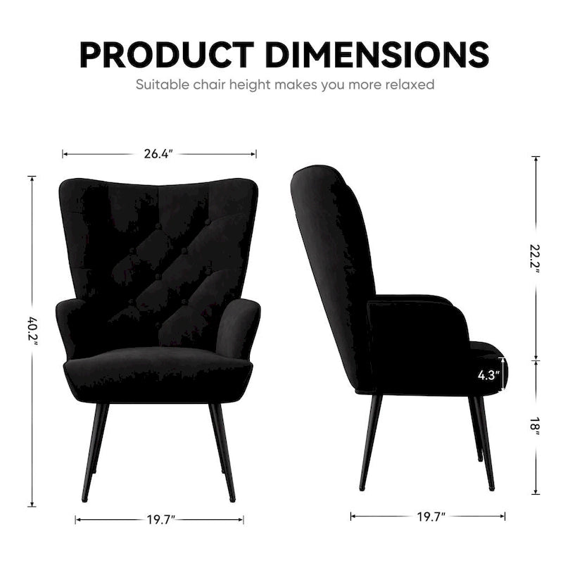 Modern Velvet Fabric Upholstered Chair